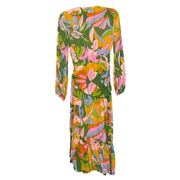 Gilner Farrar Boho Floral Wrap Dress Sz M fairycore Romantic whimsical festival - Picture 1 of 10